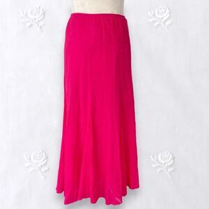 Ruby Road  Fairy Coquette Bright Pink Cotton Flowy Full Midi Maxi Skirt 10 / M